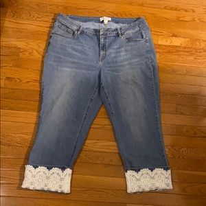Lane Bryant Lace Embellished Crop Jeans